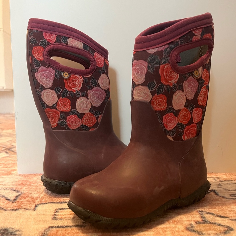 BOGS Boots Winter Rain Insulted Floral Purple Pink Waterproof